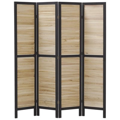 Paravent en bois naturel et noir 4 panneaux AUBRY GASPARD