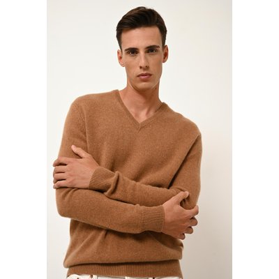 Pull Col V 4 Fils Noisette Nathan JUST CASHMERE