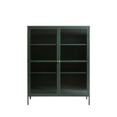 Vaisselier 2 portes en verre strié et métal H140cm - BJORN DRAWER