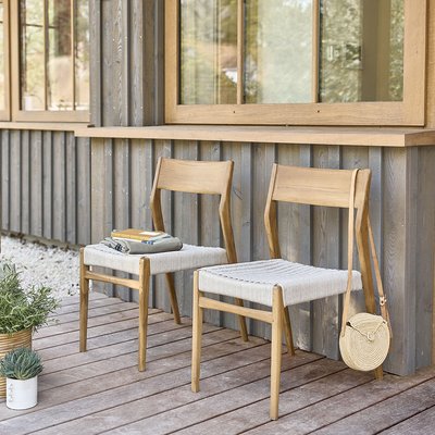 Chaise de jardin en teck massif et cordage beige (lot de 2)  LIVIE BERAH GETAH