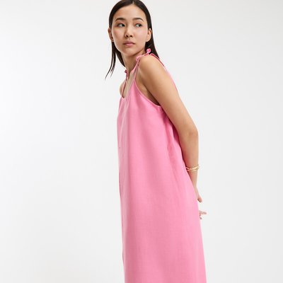 Vestido largo evasé de lino, made in France LA REDOUTE COLLECTIONS