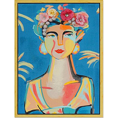 Peinture sur toile encadrée style coloré visage féminin RECOLLECTION