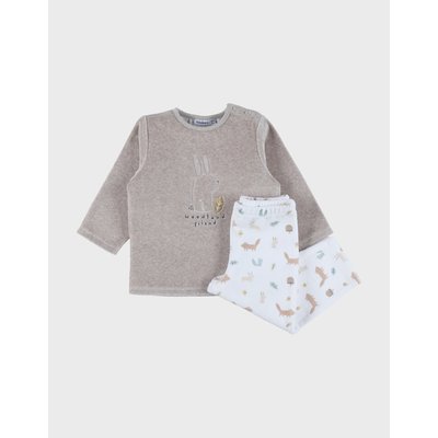 Pyjama 2 pièces en velours avec broderie lapin NOUKIE'S