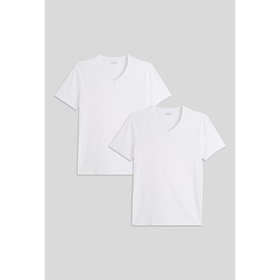 Lot de 2 t-shirts col V en coton BIO, certifié OEKO-TEX MONOPRIX