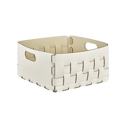 Корзина для одежды, игрушек, пледов из натуральной кожи, 35 x 35 x H 20 см SO'HOME