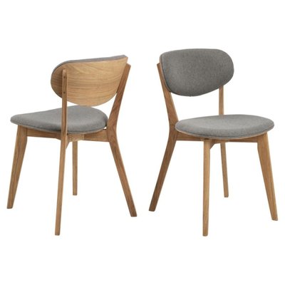 Chaises de salle à manger en chêne et tissu gris (lot de 2) - MASCHA HELLIN, DEPUIS 1862