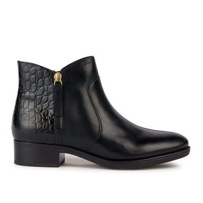 Felicity Breathable Ankle Boots in Leather with Zip Fastening GEOX