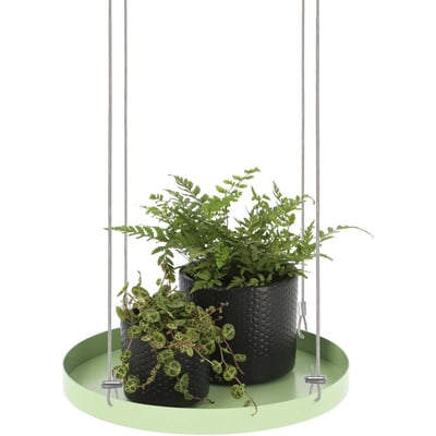 Support à plantes rond à suspendre vert Diamètre de 24 cm JARDINDECO