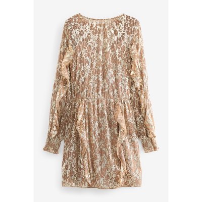 Robe en jacquard à volants coupe classique NEXT