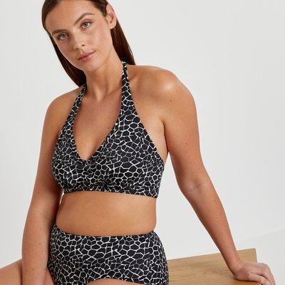 Halterneck Bikini Top in Animal Print LA REDOUTE COLLECTIONS PLUS