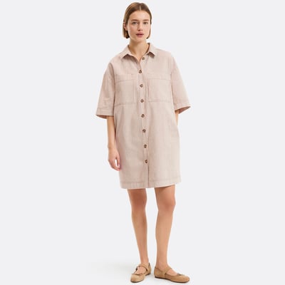 Signatures Sara Striped Cotton Loose Mini Dress LA REDOUTE COLLECTIONS