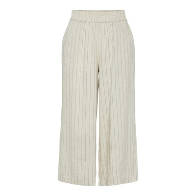Pantalon culotte rayé, taille haute PIECES