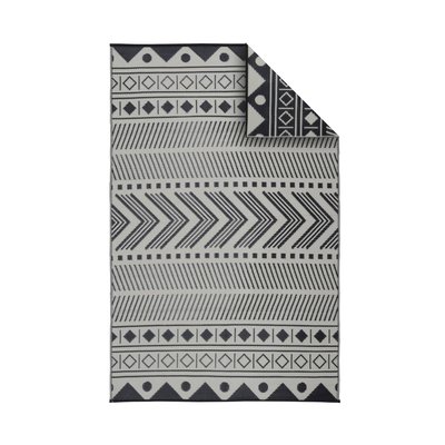 Tapis extérieur rectangulaire motif ethnique noir et beige BAMAKO SWEEEK