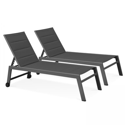 Lot de 2 bains de soleil en aluminium et textilène NOUMEA OVIALA