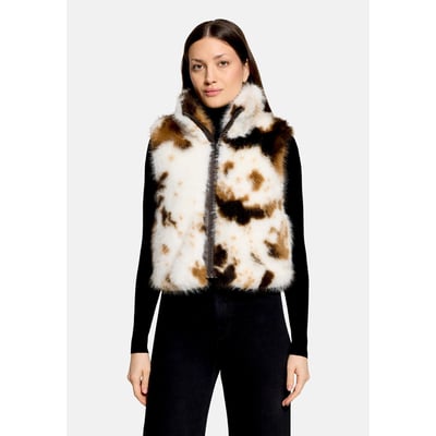 Veste sans manches en peluche à col droit AMBER & JUNE