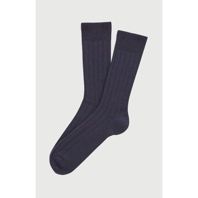 Chaussettes en laine et cachemire couleur unie Marine ARTHUR
