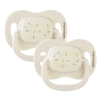 Lot de 2 sucettes réversible phosphorescente silicone 0-6 mois Sand BEBECONFORT