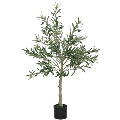 Olivier artificiel H.120 cm grand réalisme 450 feuilles 20 olives lichen pot inclus HOMCOM