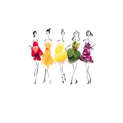 Tableau cuisine humour robes en fruit HEXOA