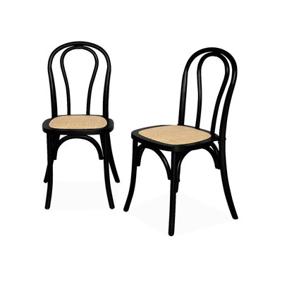 Chaise vintage bois et rotin (lot de 2) BASTILLE SWEEEK