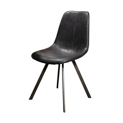 Chaise de repas avec pieds en acier et assise en cuir - SLAM MATHI DESIGN