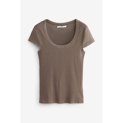 T-shirt slim stretch côtelé à manches courtes NEXT