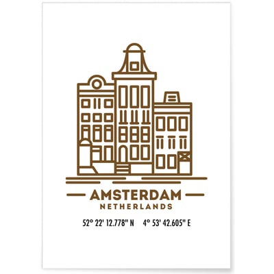 Poster Coordonnées Amsterdam L'AFFICHERIE