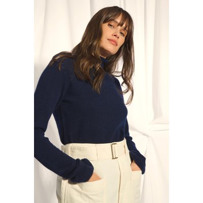 Pull Col Montant Volanté Navy Trila JUST CASHMERE