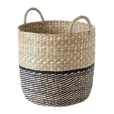 Panier rond bicolore en jonc de mer CALICOSY