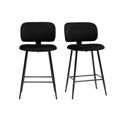 Tabourets de bar en velours et pieds en métal noir H70 cm (lot de 2) ATRIUM MILIBOO