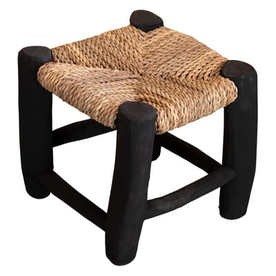 Tabouret marocain noir en bois -  LOJI HOME MAISON