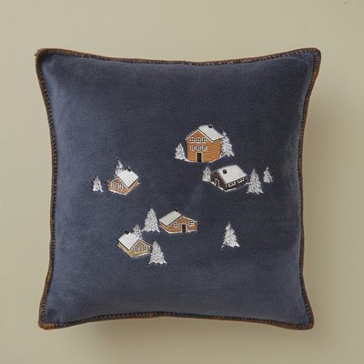Housse de coussin polaire AU COEUR DE LA VALLEE PIERRE BLEUE SYLVIE THIRIEZ