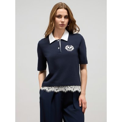 T-shirt en jersey de coton ornée d'une broderie décorative sur la poitrine OLTRE