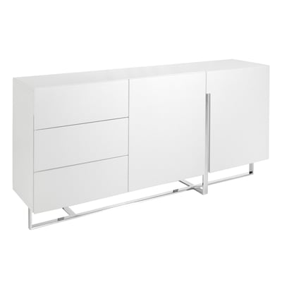 Buffet en bois blanc et acier chromé ANGEL CERDA