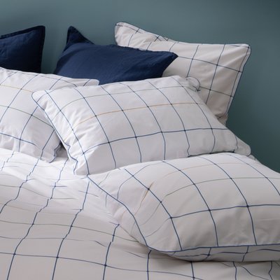 Taie d'oreiller imprimée en percale de coton, ESQUISSE GRAPHIQUE BLANC CERISE