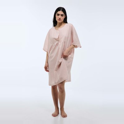 Chemise de nuit à rayures manches courtes en coton BIO MONOPRIX