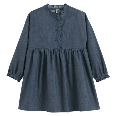 Jurk in licht denim met lange mouwen LA REDOUTE COLLECTIONS