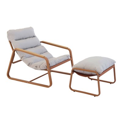 Fauteuil relax en acier et polyester avec repose-pieds OVIALA