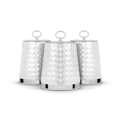 Set of 3 Solitaire Tea Coffee Sugar Canisters TOWER