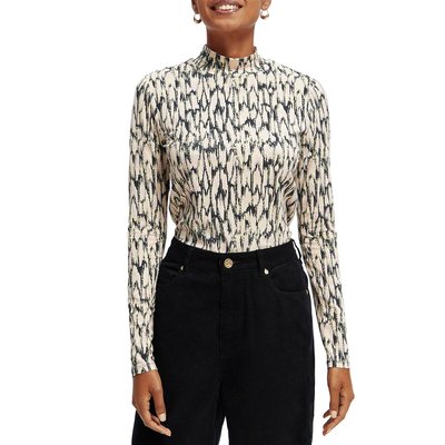 Langarmshirt mit Stehkragen und Printmuster SCOTCH AND SODA