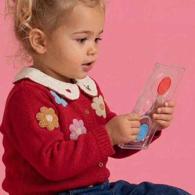 Jean taille élastique brodé en coton BOUT'CHOU