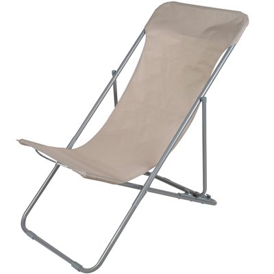 Chaise longue pliante chilienne métal taupe 85x56x90cm WADIGA