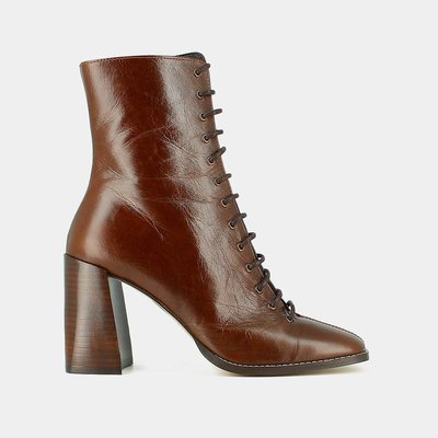 Botines de cordones de piel envejecida Vandelle JONAK