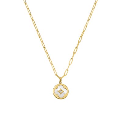 LEGENDE - Necklace in gilded silver, zirconium oxide, mother-of-pearl by Charles Garnier CHARLES GARNIER