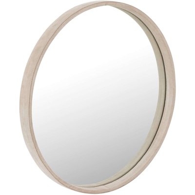 Miroir rond en verre et cuir, Henry JOLIPA