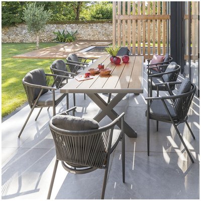 Table de jardin fixe Emperia en acacia et aluminium HESPERIDE