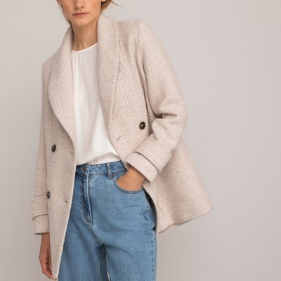 Пальто с шалевым воротником, ломаная саржа LA REDOUTE COLLECTIONS
