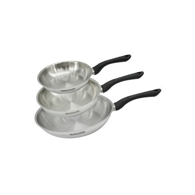 Set 3 poêles 20 24 et 28 cm en inox GENEVA FACKELMANN
