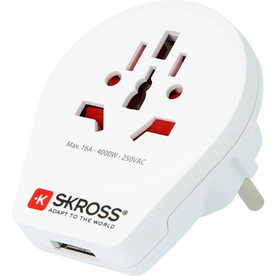 Adaptateur de voyage Monde vers Europe +1 USB-A SKROSS