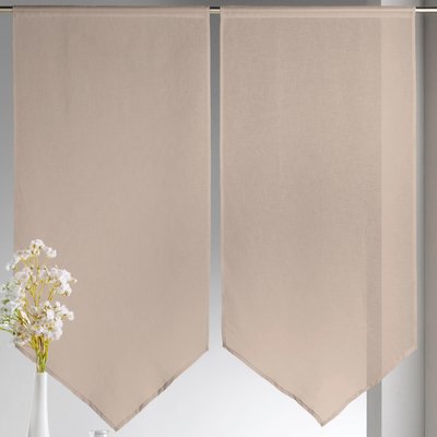Paire de petits voilages Etamine bas en pointe HOME MAISON